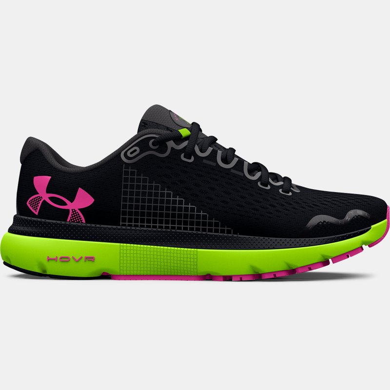 Men's  Under Armour  HOVR™ Infinite 4 Running Shoes Black / Lime Surge / Rebel Pink 11.5